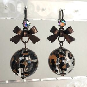 Betsey Johnson Bow & Leopard Earrings